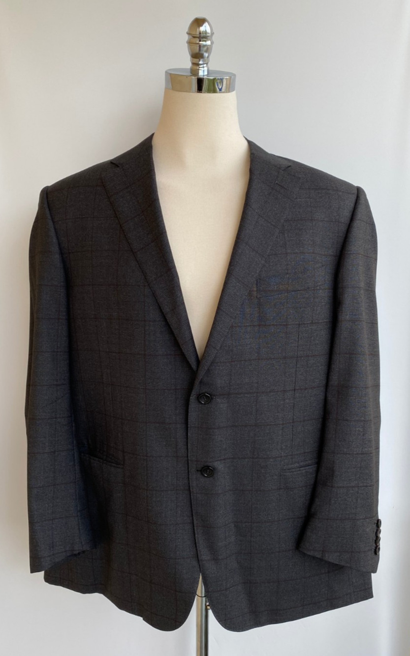 CANALI Exclusive 150'S Men's Jacket Blazer Sport Coat Gray Maroon SZ 58R, US 48R